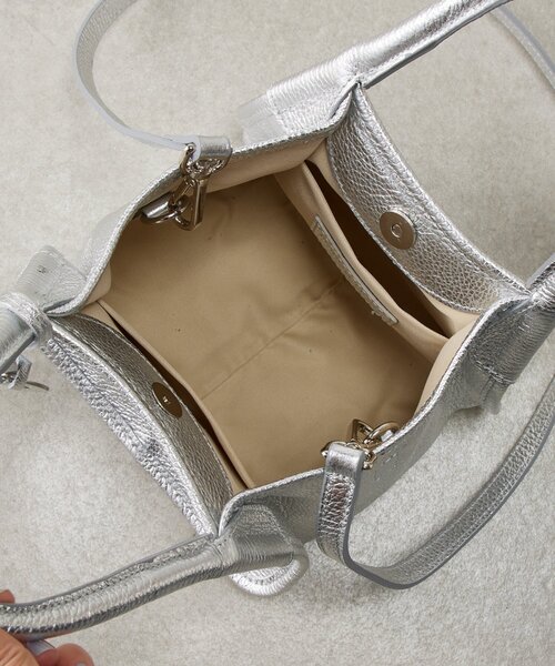 BEARDSLEY シルバー レザーショルダーハンドバッグ BEARDSLEY（ビアズリー） トートバッグ 「MARCO MASI」2AWYレザー