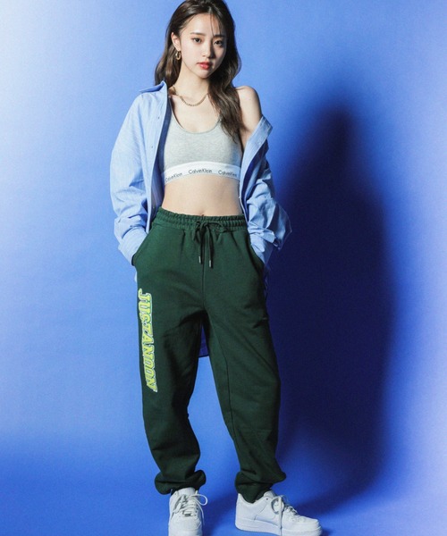 「JUST A NOON」 スウェットパンツ MEDIUM グリーン レディース_画像7