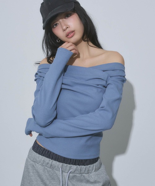 ENVYM（アンビー） tシャツ タックオフショルトップス レディース 