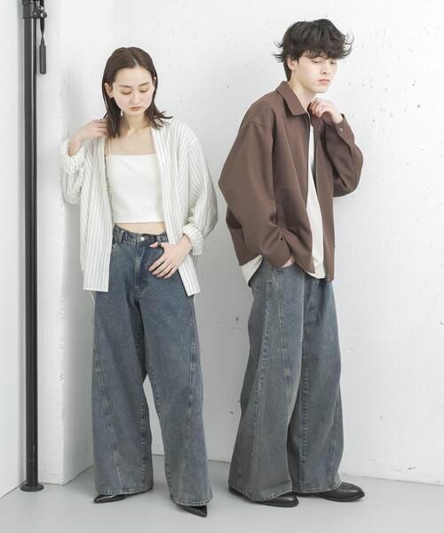 PEOPLESENSEワイドレッグデニムパンツ グレー PEOPLESENSE DENIM JEANS – peoplesense