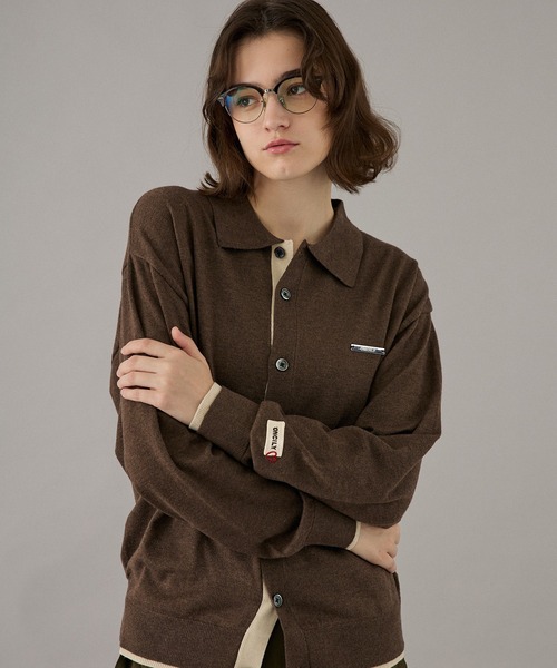 新品 NKNIT mix color KNIT shirt シャツ カーディガン ONCILY（オンシェリー） シャツ LAYERED COLOR KNIT SHIRT CARDIGAN