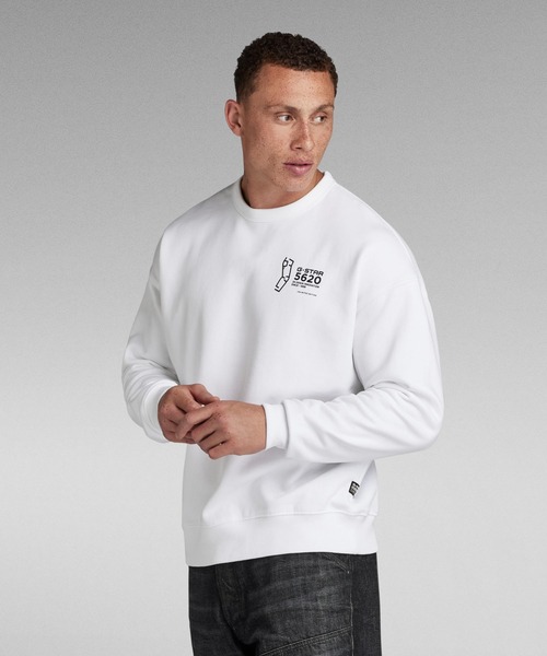 「G-STAR」 スウェットカットソー MEDIUM ホワイト メンズ_画像3