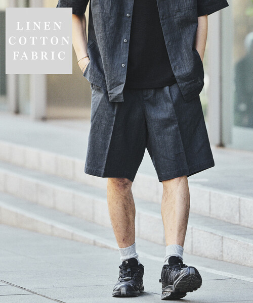 FR2 月 サイズL 新品未使用ブラック コットンパンツ USA Cotton FREAK'S STORE（フリークスストア） パンツ LINEN COTTON EASY SHORT