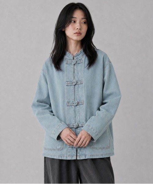 デニムジャケット gジャン KUNG-FU SHIRT カンフーシャツ チャイナ