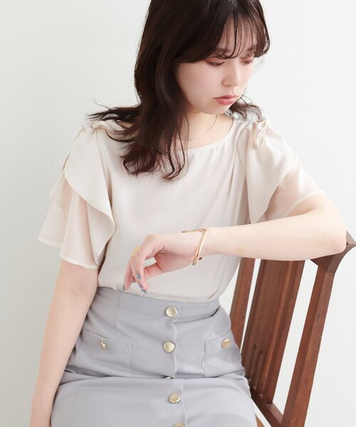 「natural couture」 半袖ブラウス FREE オフホワイト レディース_画像2