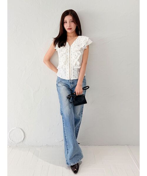 LAGUNAMOON（ラグナムーン） ブラウス シャツ 半袖 WZIPフリルブラウス