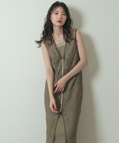 「Kana」 コンビワンピース M ベージュ レディース_画像4