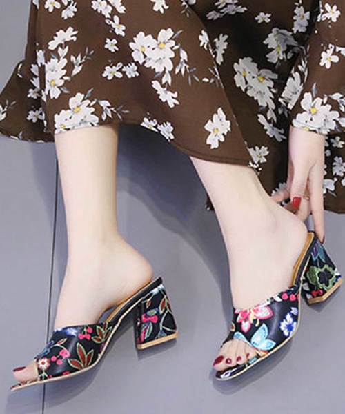 Dior 花柄刺繍 ミュール サンダル ヒール約8cm 刺繍 Dior(ディオール) サンダル・ミュール(レディース) - 海外
