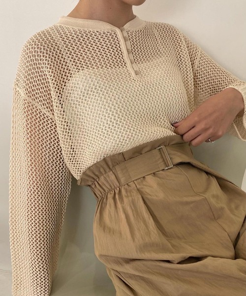 ニット/セーター lawgy sleeve button knit lawgy（ラウジー）の「grain tie wood button knit / グレインタイ