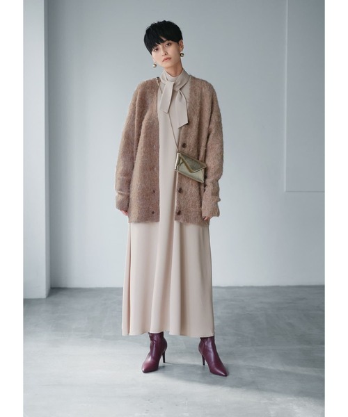 レディース ワンピース 「LUXE」タイ付きドレープロングワンピース 