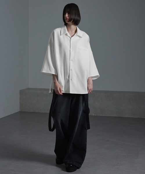 るる 2点セット 6/24 Tシャツ サイズ1 グレー、ホワイト cussil シャツ 「cussil/クシル」TRストレッチルーズシルエット