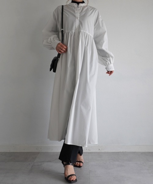 Rashik シャツワンピース ウエストギャザーシャツワンピース