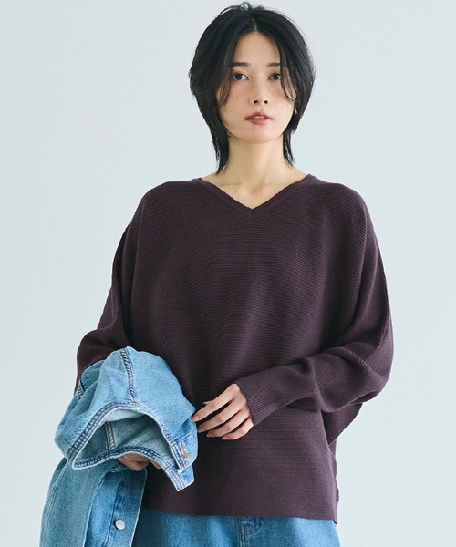 coca（コカ） ニット セーター しっとりやわらかVネックドルマンニット