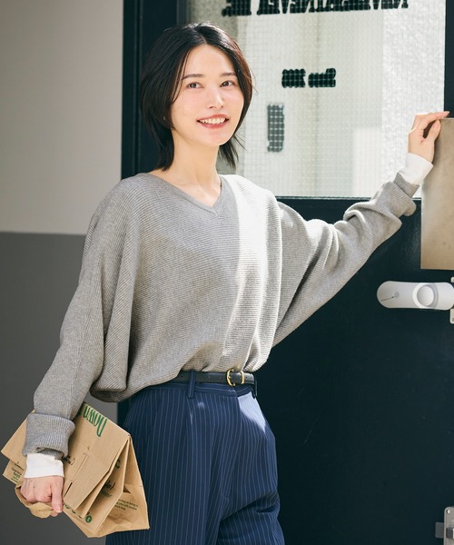 coca（コカ） ニット セーター しっとりやわらかVネックドルマンニット
