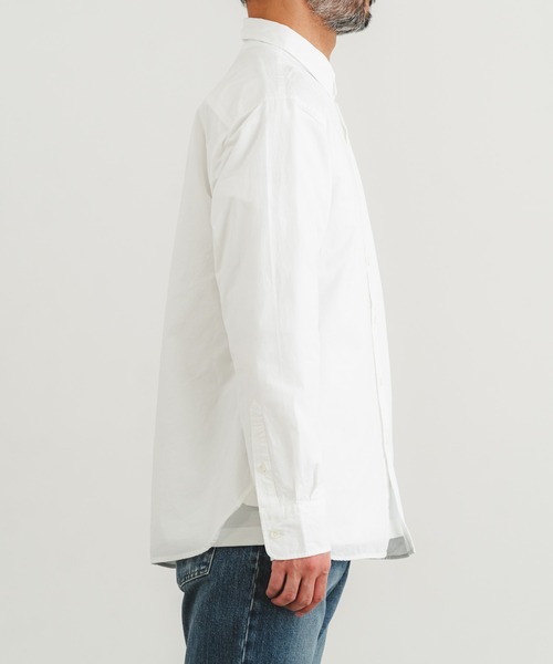 Y’s for living 綿 麻 切替 ホワイト シャツ 洗える 近年モデル Y's for men】WHITE 60 LINEN LAWN SHIRT WITH OPEN COLLAR AND COLOR