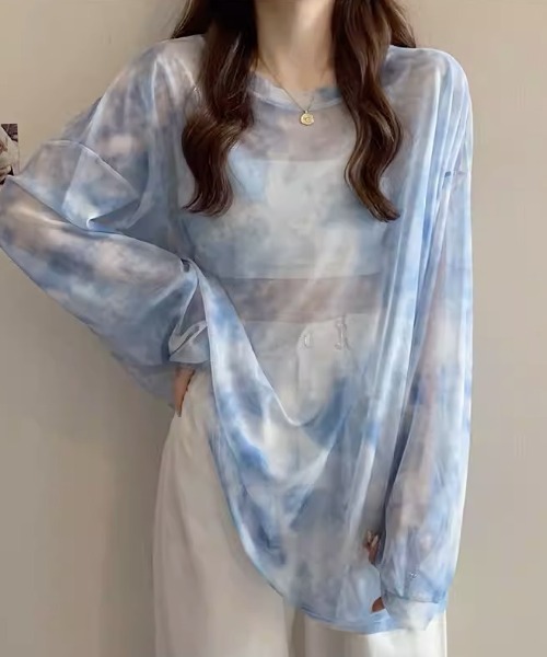 tシャツ A'GEM/9 × .kom 「NOVESSEL/ノベセル」タイダイ柄シースルーカットソー レディース NOVESSEL tシャツ A'GEM/9 × .kom「NOVESSEL/ノベセル