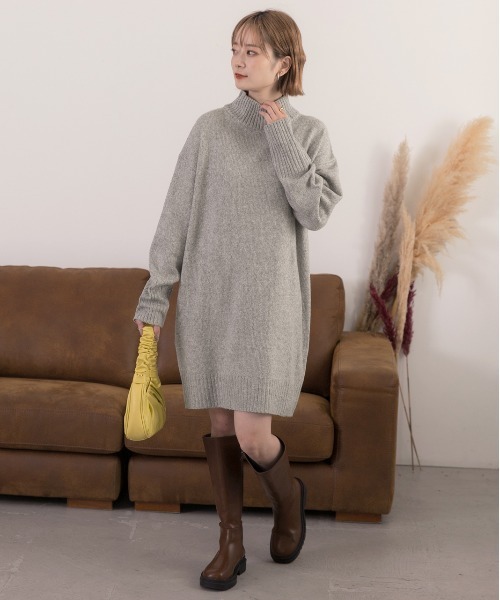 ad thie（アドティエ） ワンピース メランジニット ミドルネック
