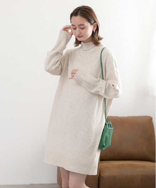 ad thie（アドティエ） ワンピース メランジニット ミドルネック