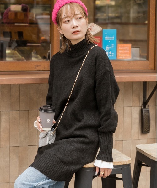 ad thie（アドティエ） ワンピース メランジニット ミドルネック