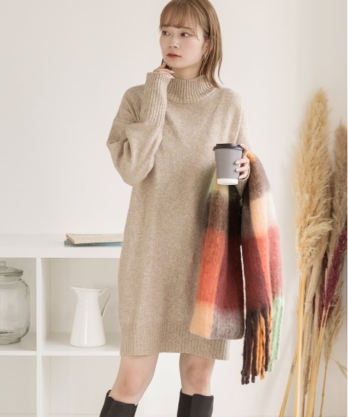 ad thie（アドティエ） ワンピース メランジニット ミドルネック