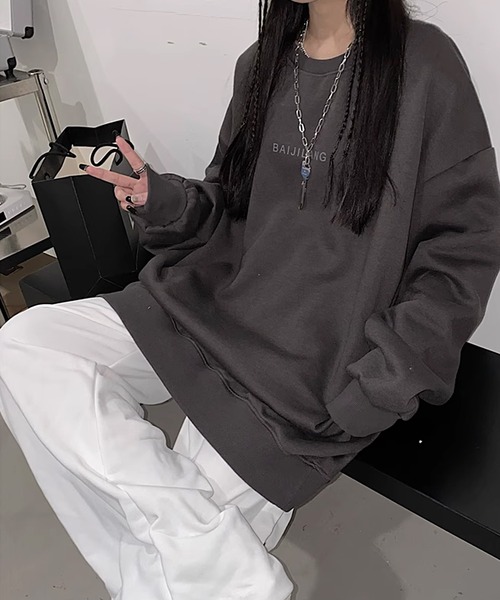 Oooops.プリント黒トレーナー Ooooops logo sweat (black) | Ooooops.