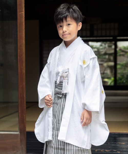 KIMONOMACHI 着物 ボーイズ 羽織袴セット 男の子 5歳 7歳 金刺繍紋入り