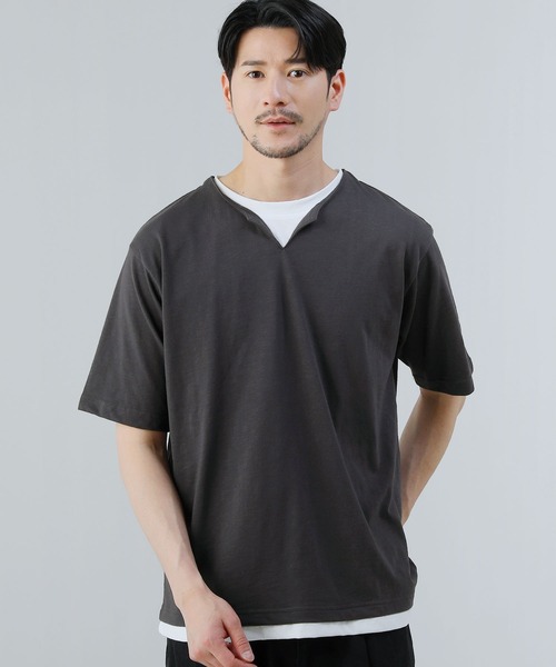 LIL VENDARS tシャツ 「接触冷感」スラブ天竺ヘンリーネック