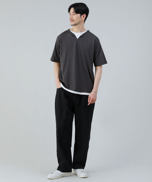 LIL VENDARS tシャツ 「接触冷感」スラブ天竺ヘンリーネック