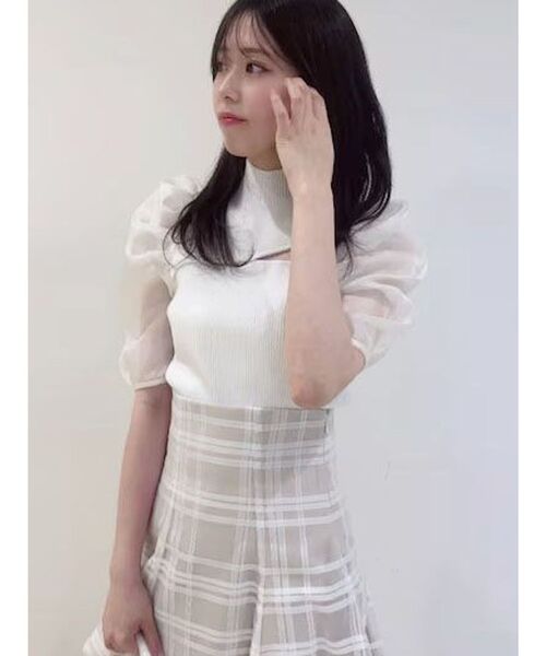 ニット セーター 2WAY異素材パフスリーブカットアウトニット レディース MERCURYDUO ニット セーター 2WAY異素材パフスリーブカット
