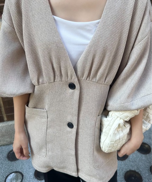 lawgy ウエストギャザーツイードジャケット lawgy ジャケット テーラードジャケット waist gather tweed