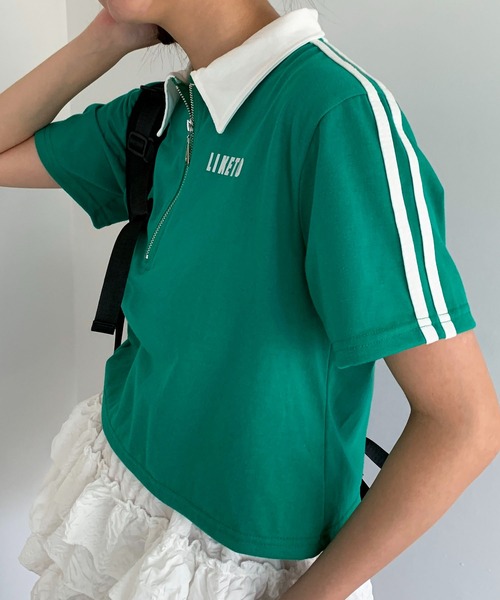 ポロシャツ ポロ HALF ZIP CLASSIC ポロトップス レディース non-hedge ポロシャツ ポロ ダブルジップ襟付きショート丈ニット