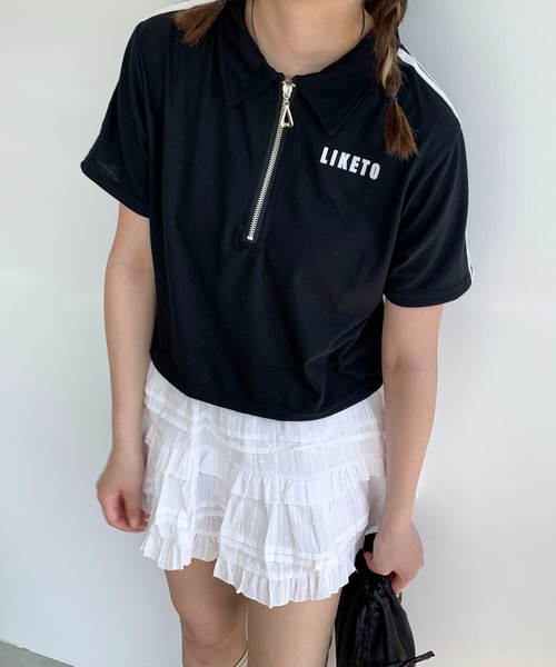 ポロシャツ ポロ ラインコードポロシャツ レディース ONCILY ポロシャツ ZIP DRAW CODE POLO T-SHIRT / ジップドロー