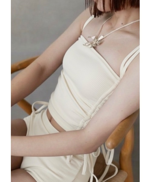 SALTMINT 水着 レースアップハイウエストタンニキ セットアップ 体型