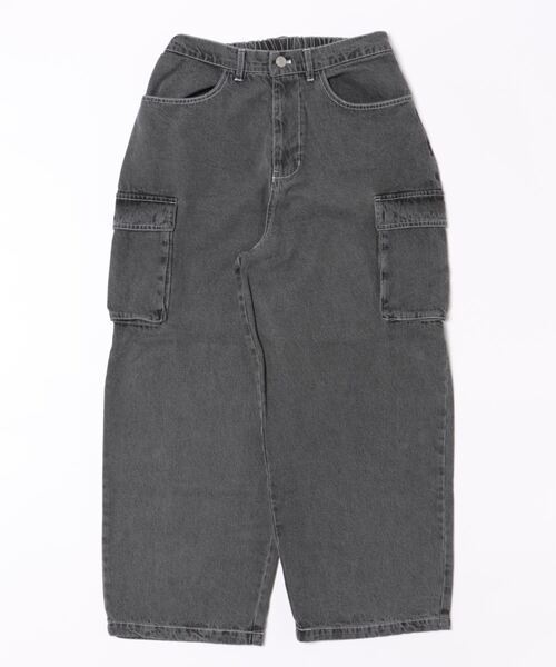 極美品 ステューシー デニムカーゴパンツ ロゴプリント サイドアジャスター 極美品 ステューシー デニムカーゴパンツ ロゴプリント サイド