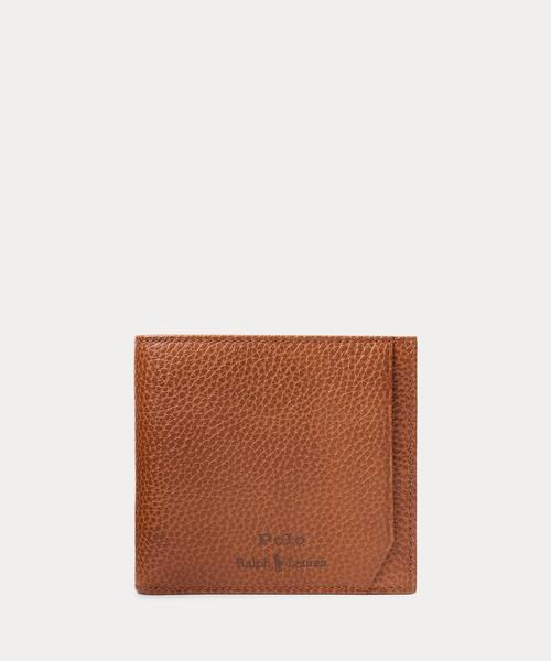 POLO RALPH LAUREN 財布 ペブルド レザー ビルフォールド コイン