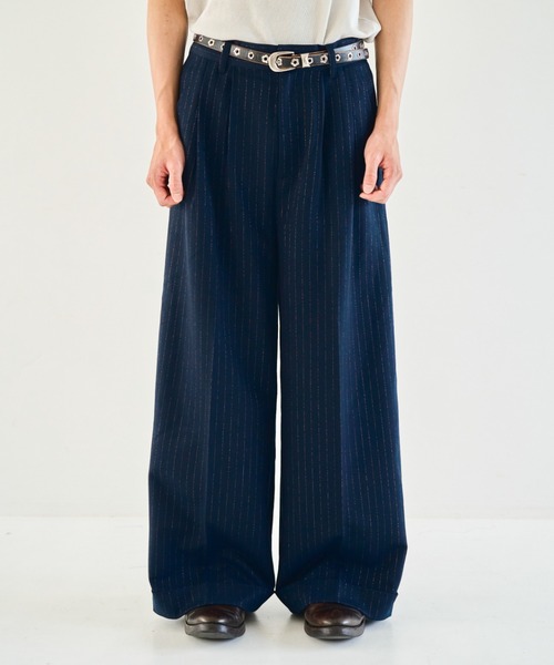 Camphor wood ワイドパンツ スラックス 2tuck wide baggy flare rame