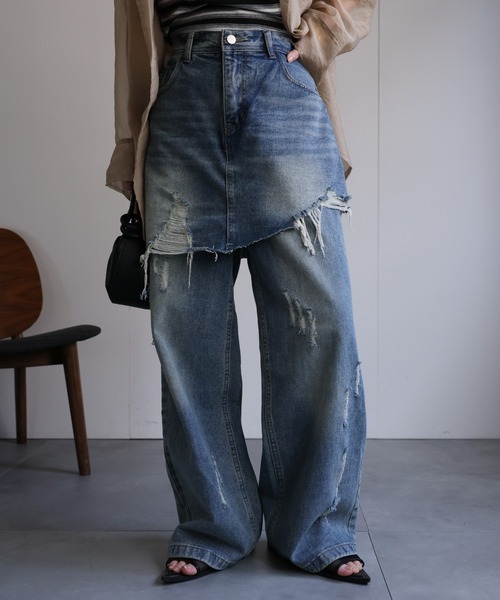 ap retro ジーンズ デニム デニムパンツ スカートレイヤード