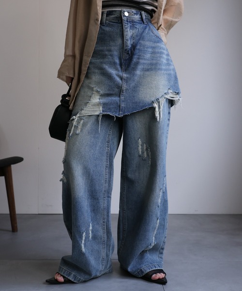 ap retro ジーンズ デニム デニムパンツ スカートレイヤード