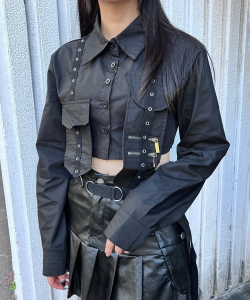 ブラウス シャツ 「ZOZO限定」クロップドシャツ レディース ANGIE ブラウス シャツ クロップドシャツ レディース : ZOZOTOWN