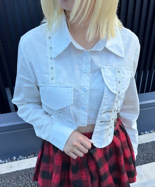 ブラウス シャツ クロップドパンクシャツ レディース : ZOZOTOWN