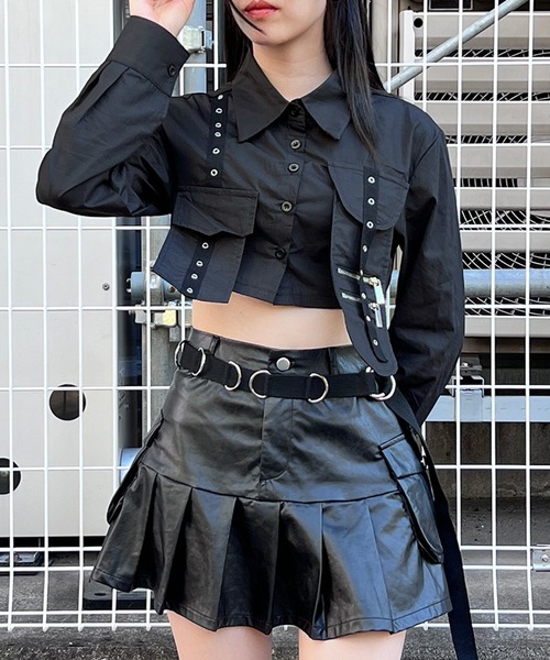 ブラウス シャツ クロップドパンクシャツ レディース : ZOZOTOWN