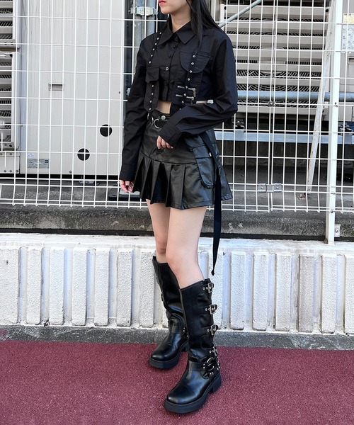 ブラウス シャツ スパンコールクロップドブラウス レディース ECLAM（クラム）の「スパンコールクロップドブラウス（シャツ