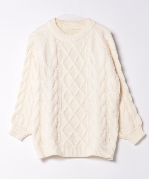 ニット セーター ケーブル編みオーバーニット レディース HEILIS ニット セーター ケーブル編クルーネックニット