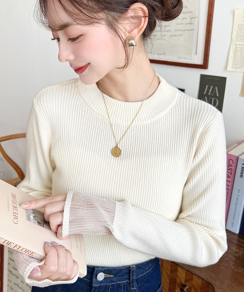 24SS✨アルアバイル　袖シアーリブニット　クルーネックプルオーバー シアーリブプルオーバー|allureville OFFICIAL SITE / ONLINE SHOP