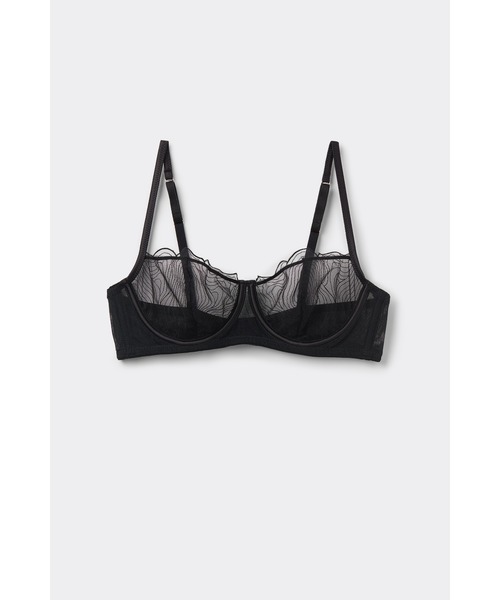 新品　未使用　シャンデール　ブラックレースバルコネットブラジャー Intimissimi ブラジャー Hypnotic Details バルコネットブラ