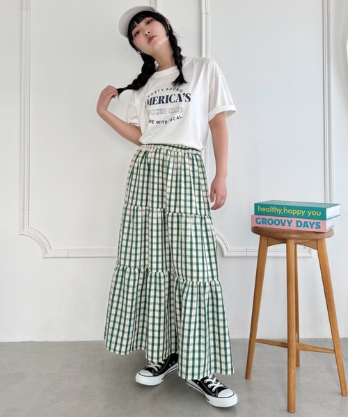 SOLLON.（ソルロン） スカート チェック柄ティアードスカート