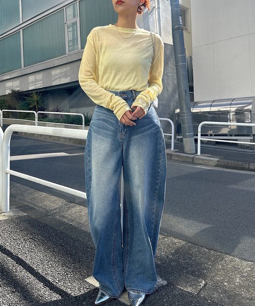 andme ジーンズ デニム デニムパンツ ワイドデニムカーブパンツ