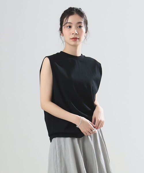 tシャツ AK+1 / タックショルダー ノースリーブTシャツ レディース