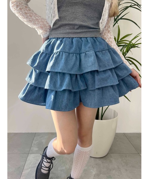 スカート 「PHILLY」デニム3段フリルミニスカート : ZOZOTOWN Yahoo!店