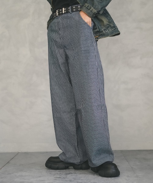 Shoowtime（ショウタイム） パンツ Over wide straight striped pants